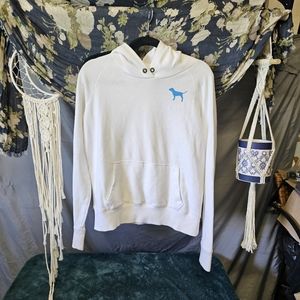 *VS* PINK White Hoodie with Blue Tie-Dye Heart